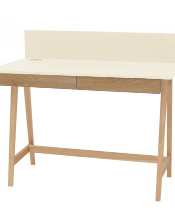Luka Asketræ Skrivebord 110x50cm Med Skuffe Hvid