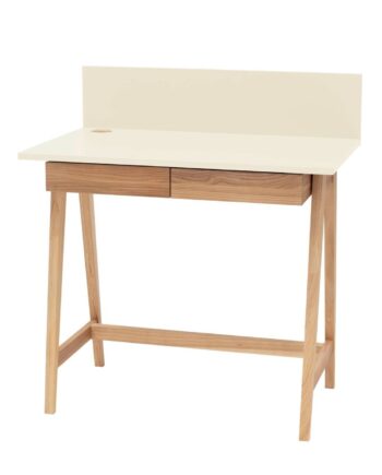 Luka Asketræ Skrivebord 85x50cm Med Skuffe Kridthvid