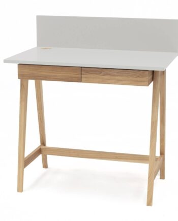 Luka Asketræ Skrivebord 85x50cm Med Skuffe   Lysegrå