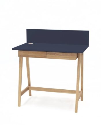 Luka Asketræ Skrivebord 85x50cm Med Skuffe   Marineblå