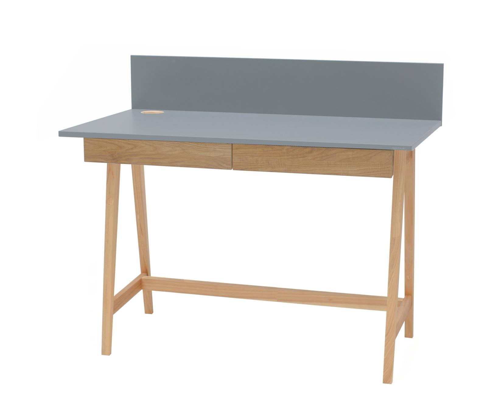 Luka Asketræ Skrivebord 110x50cm Med Skuffe Mørkegrå