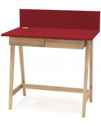 Luka Asketræ Skrivebord 85x50cm Med Skuffe   Rød