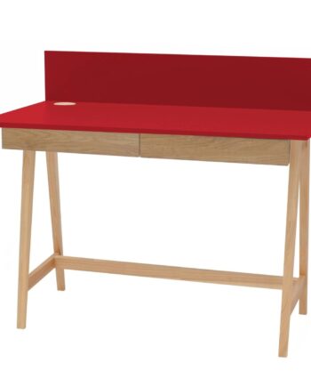 Luka Asketræ Skrivebord 110x50cm Med Skuffe   Rød