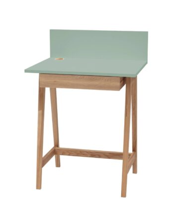 Luka Asketræ Skrivebord 65x50cm Med Skuffe   Salviegrøn