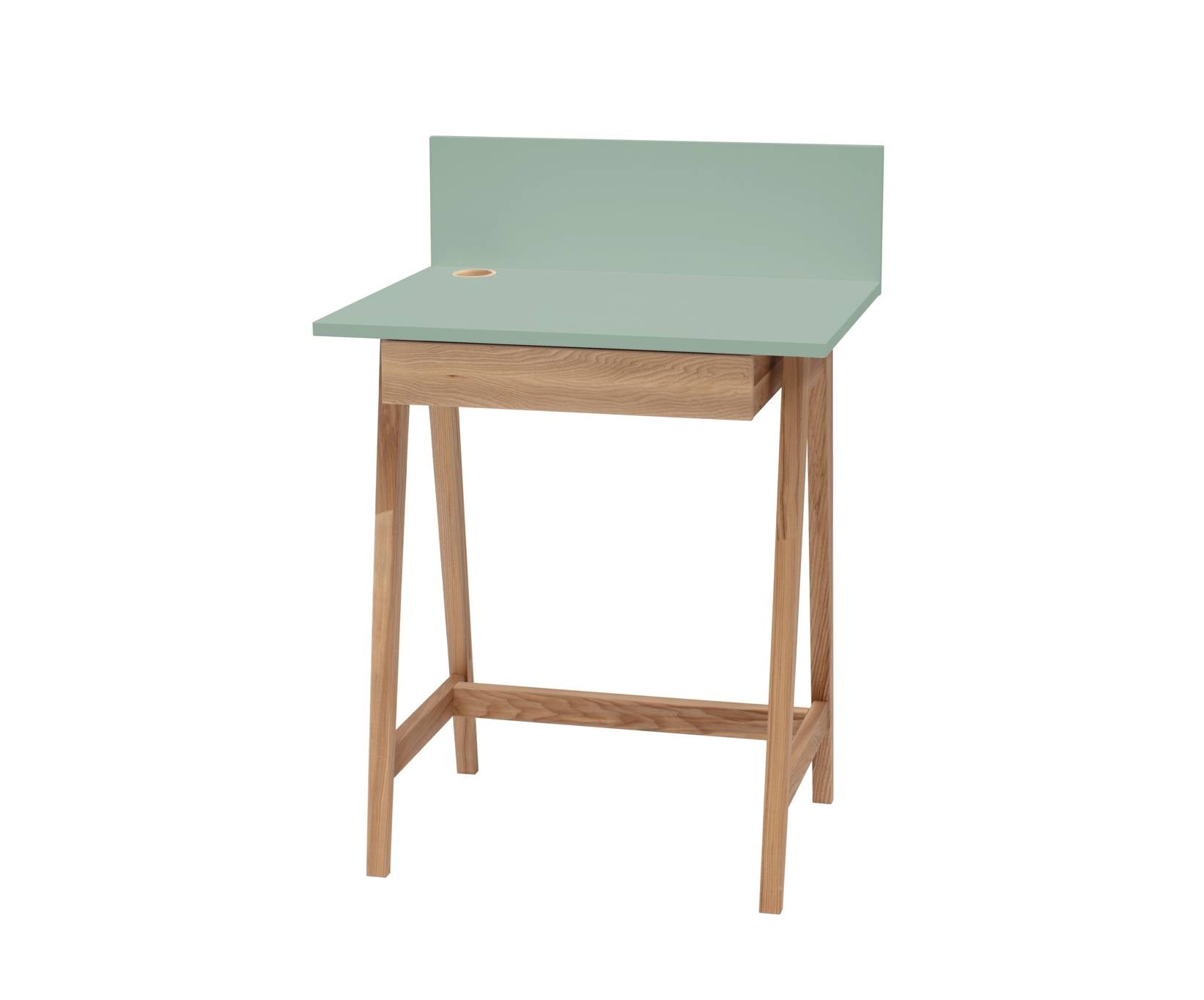 Luka Asketræ Skrivebord 65x50cm Med Skuffe Salviegrøn