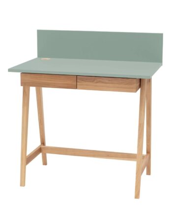 Luka Asketræ Skrivebord 85x50cm Med Skuffe Salviegrøn