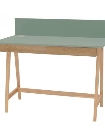 Luka Asketræ Skrivebord 110x50cm Med Skuffe Salviegrøn