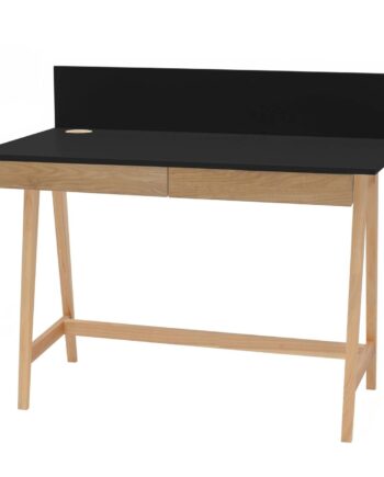 Luka Asketræ Skrivebord 110x50cm Med Skuffe Sort