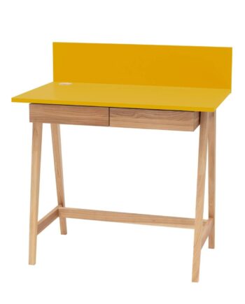 Luka Asketræ Skrivebord 85x50cm Med Skuffegul