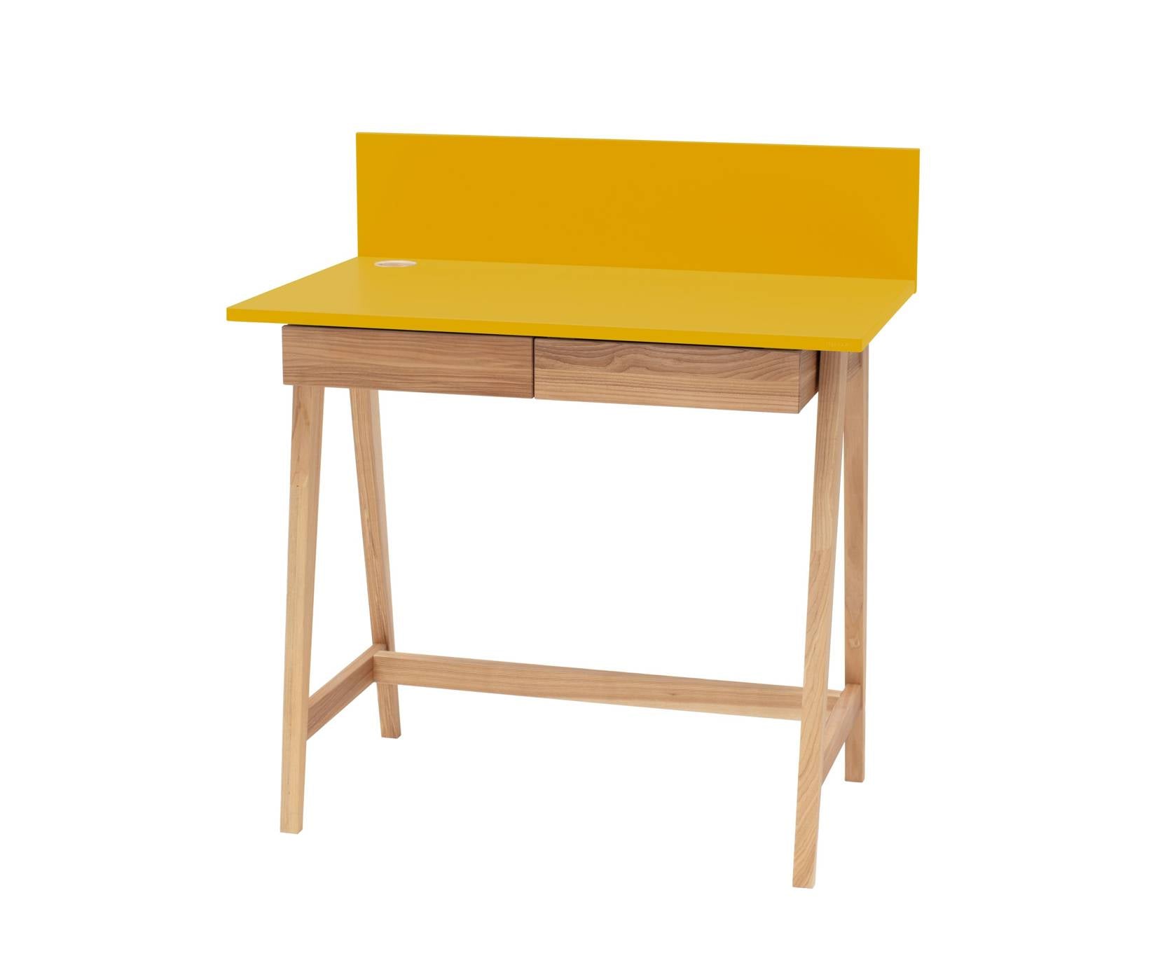 Luka Asketræ Skrivebord 85x50cm Med Skuffegul