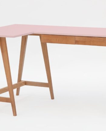 Luka Hjørneskrivebord   135cm     85cm   Pink Eg Venstre Side