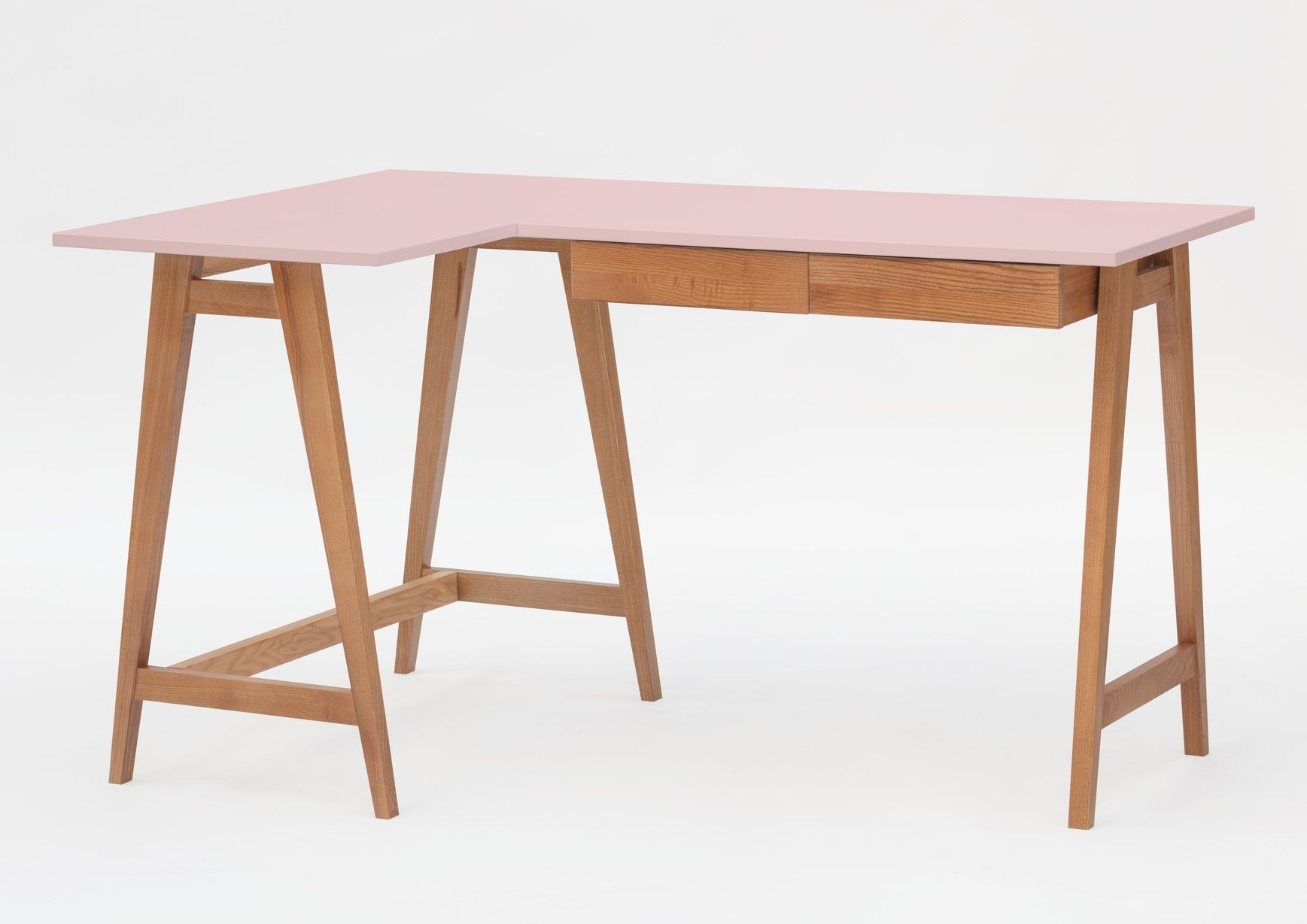 Luka Hjørneskrivebord 135cm 85cm Pink Eg Venstre Side