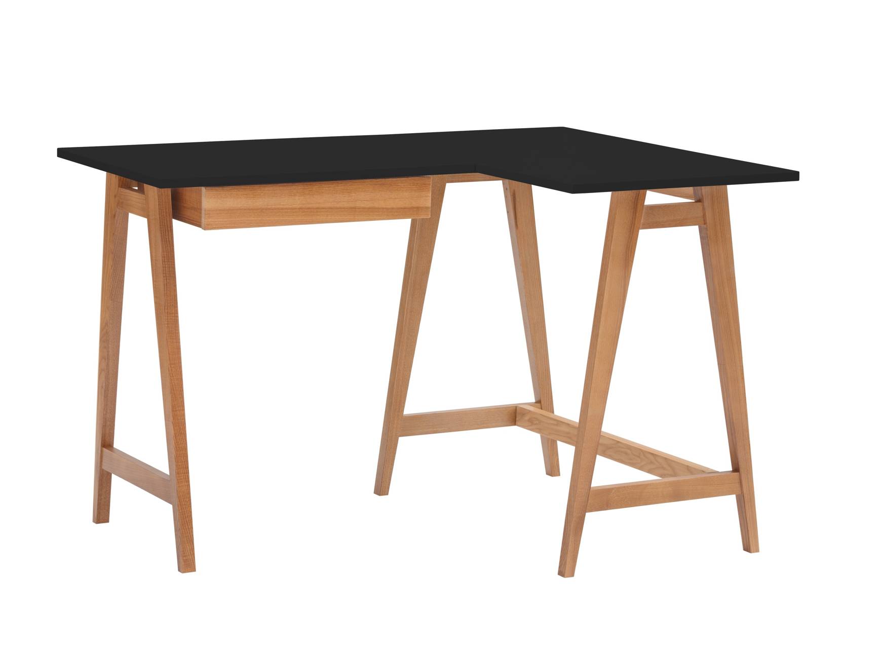 Luka Hjørneskrivebord B115cm D85cm Sort Eg Højre Side