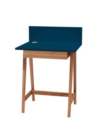 Luka Skrivebord 65x50cm Med Skuffe Eg   Petrol Blå