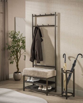 Lunox Tøjstativ   Bronzefarvet Metal Med Polstret Bæn  Bredde 70 Cm