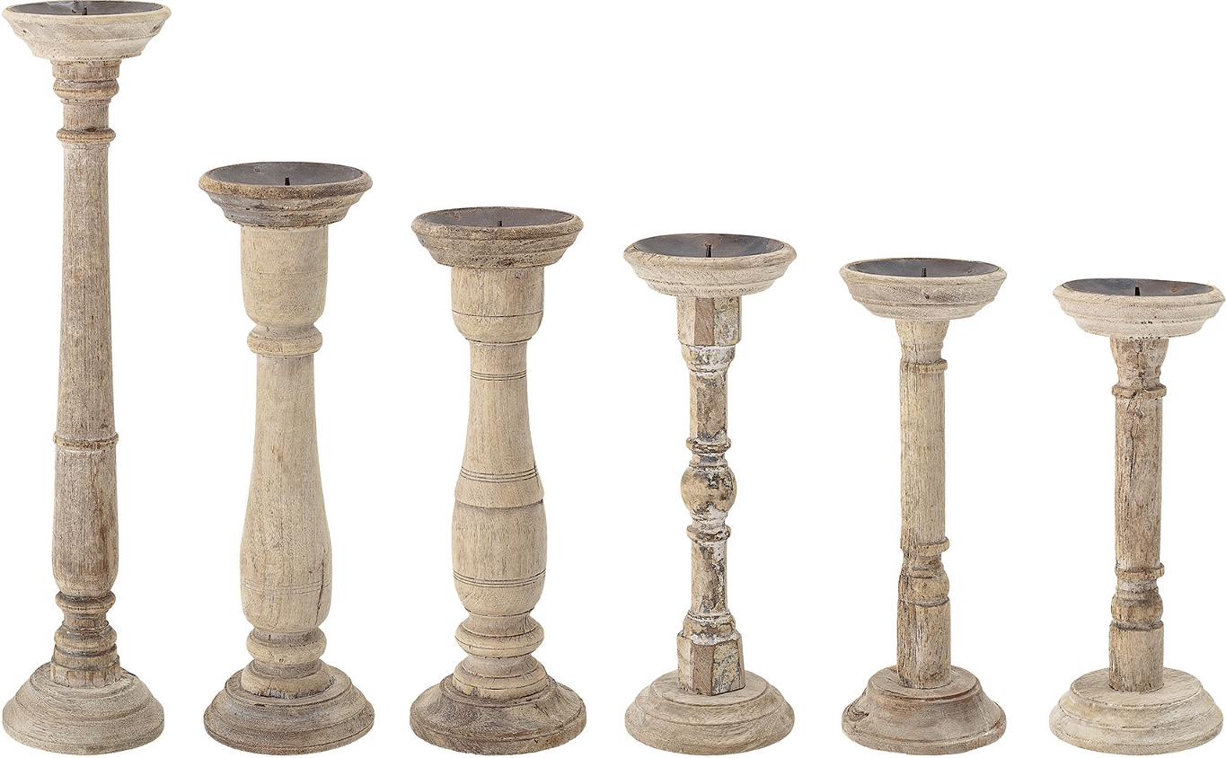 Lysestage Creative Collection Carola Håndlavet   Genbrugstræ H52 Cm Natur