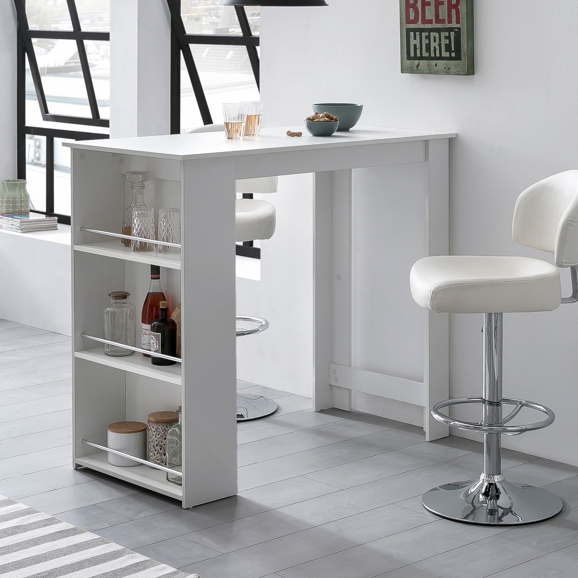 Minimalistisk Barbord  120   107     60 Cm  Hvid
