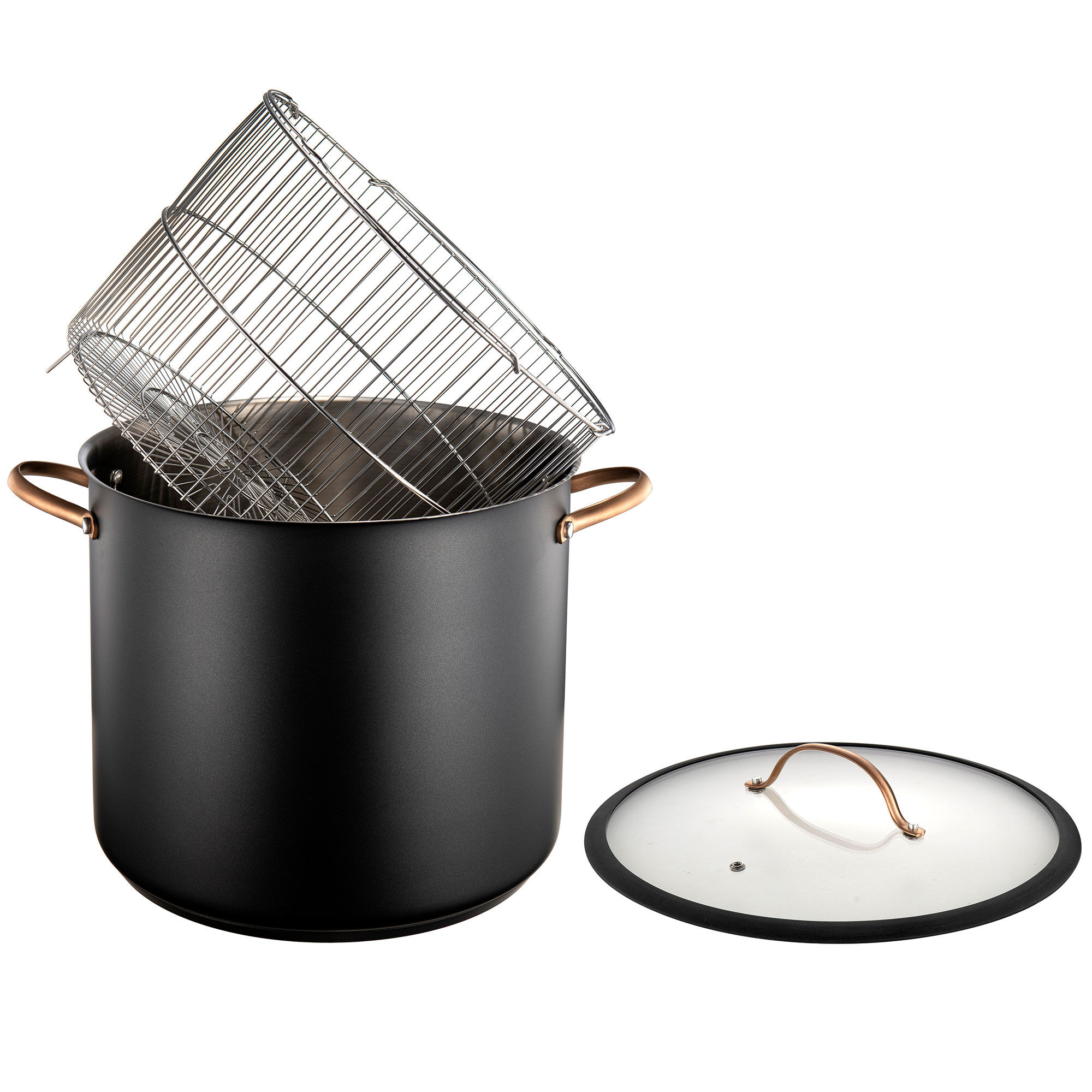 Modern House Black Copper Gryde Med Dampkurv 18 Liter