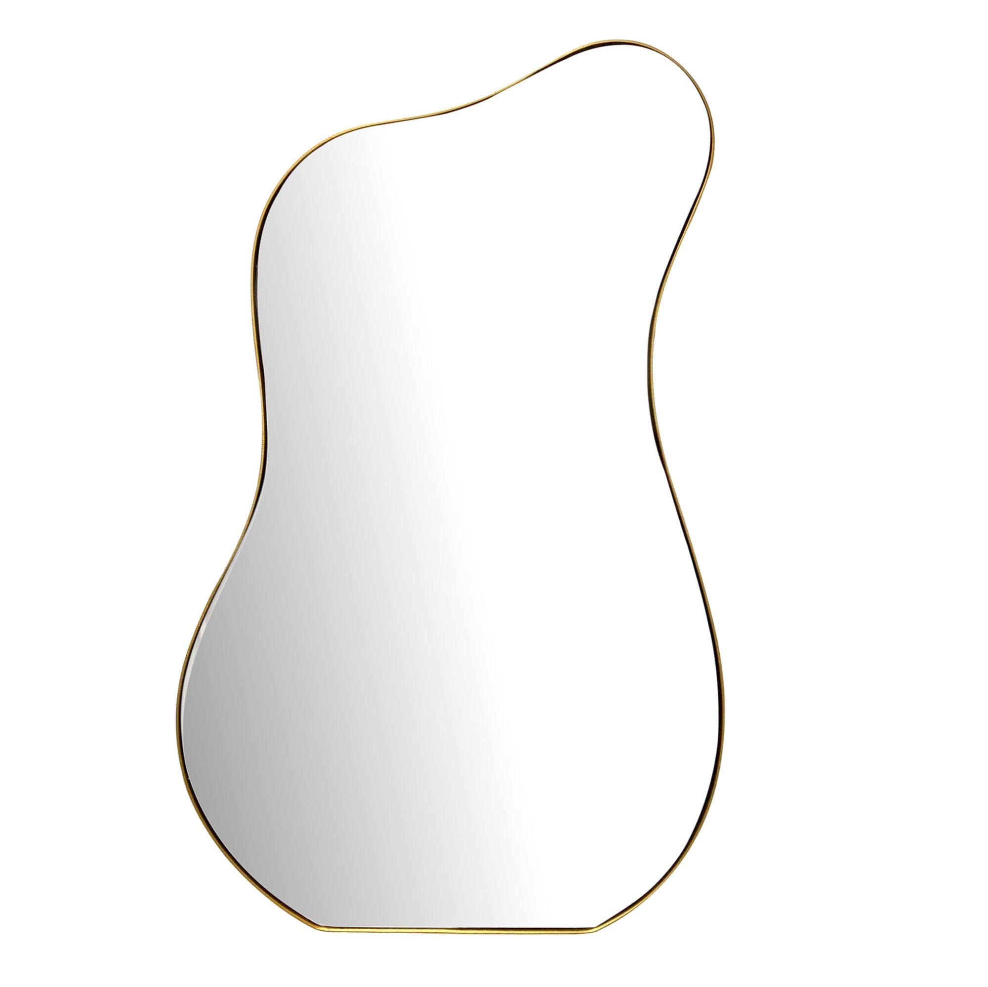 Moderne Asymmetrisk Vægspejl 60x100 Cm Med En Dekorativ Guld Metalramme