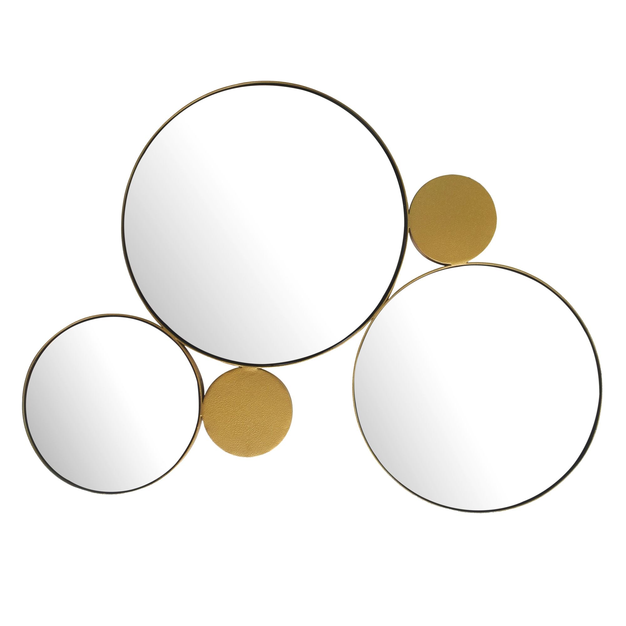 Moderne Rundt Vægspejl 60x80 Cm Med En Dekorativ Guld Metalramme
