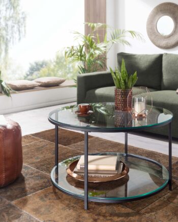 Moderne Sofabord   Glas Metal  80x80x45 Cm