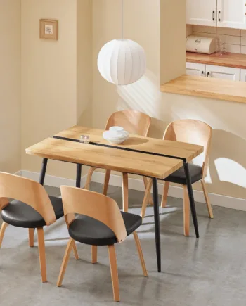 Moderne Spisebord   Japandi-stil  120x78x75 Cm  Naturfarvet Med Sort