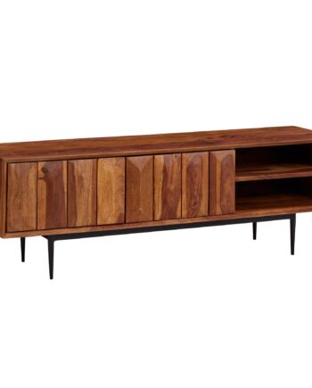 Moderne Tv-bord   Massivt Sheesham-træ Med Elegant Stribemønster  123x42x35 Cm
