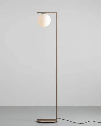 Moma Gulvlampe   Beige Metal Og Hvidt Glas