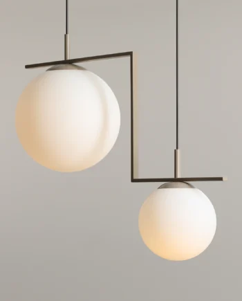 Moma Loftlampe   Beige Metal Og Hvidt Glas
