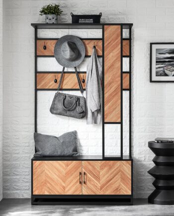 Multifunktionel Garderobe Med Skoskab Og Bænk   Smuk Japandi-stil  100x40x180 Cm