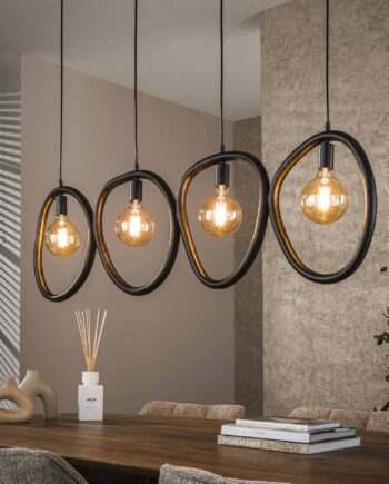 Munti Loftlampe Med Fire Organisk Formede Metalringe Levering Uden Pære