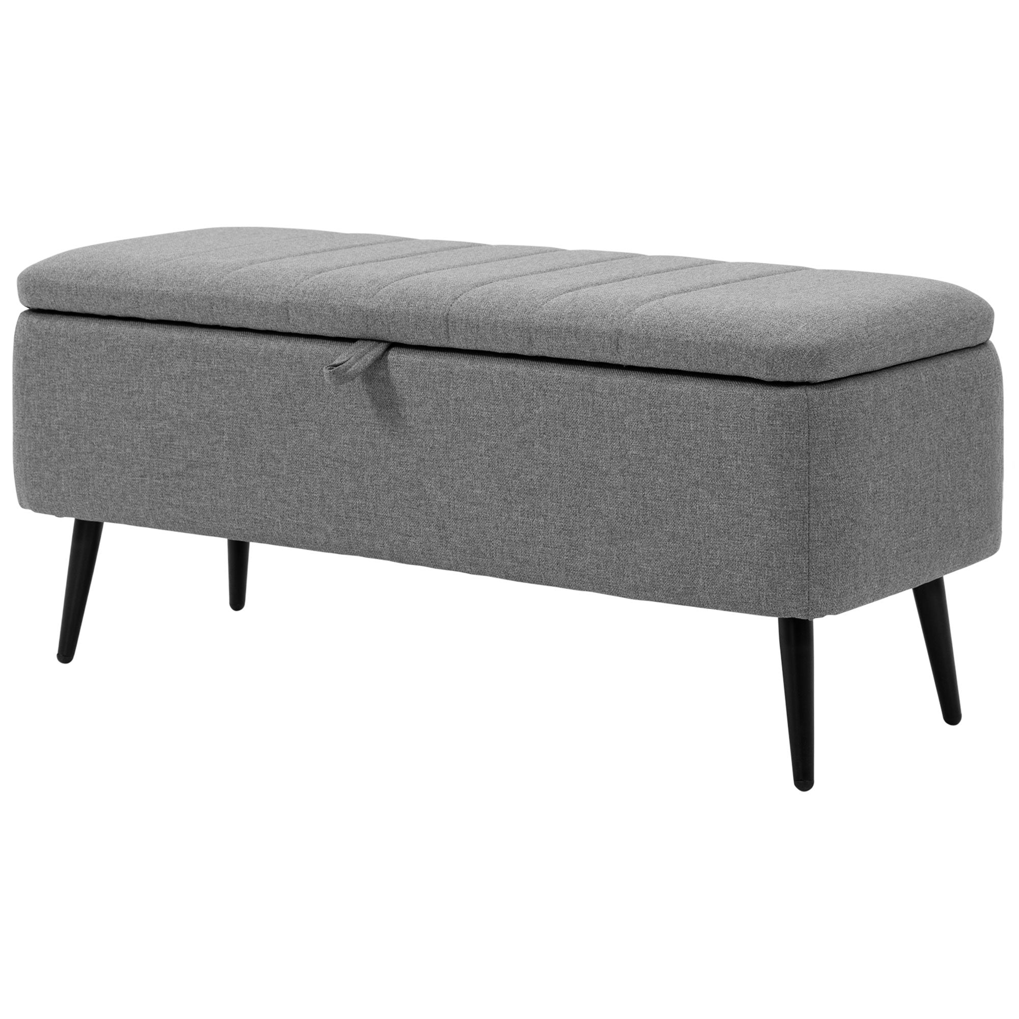 Opbevaringsbænk Med Linnedlook  Kommode Med Stålben  102   40   44 Cm  Grå