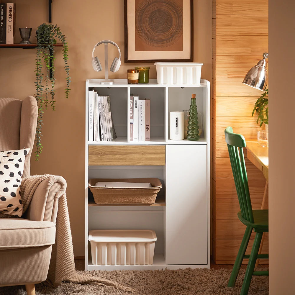 Opbevaringskommode Skandi-stil L72xb30xh110cm Hvid