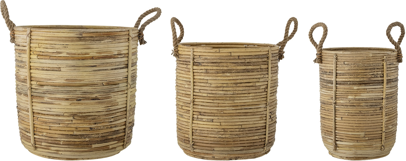 Opbevaringskurv Bloomingville Tesser ø43 Cm   Håndvævet Rattan Natur