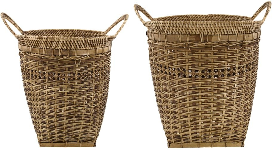 Opbevaringskurve House Doctor Pura  -pak   Rattan Og Bambus Natur ø31   H40 Cm