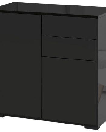 Opbevaringsskab Med   Skuffer Og   Døre   79x36x74 Cm Sort   Anti-tip Sikring