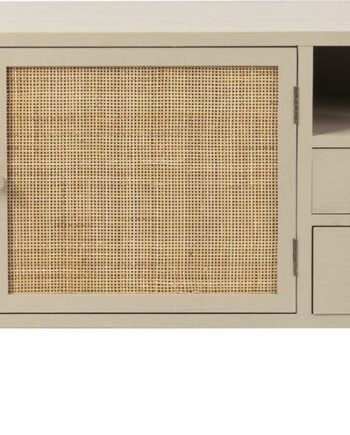 Opbevaringsskænk Studio White Amaya Stenlysgrå Lakeret Mdf Stålunderstel Vævede Døre H55xb150xd38 Cm