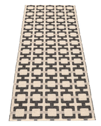 Pappelina Tom Gulvtæppe 180   70 Cm  Black Cream Grey