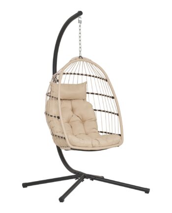 Patras Hængestol Hængestol  Stål Stativ  Foldbar Sæde  Incl Hynder  Beige Grå Sort 195x117x107 Cm