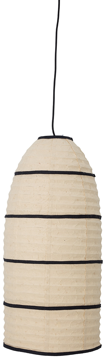 Pendel Lampe Bloomingville Larrin ø29   H62 Cm Papir Natur Med Sorte Stofstriber