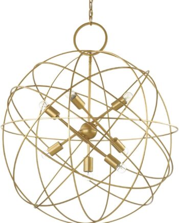 Pendel Lampe Hængelampe Ideal Lux Konse Metal Guld Satin ø80   H126-198 Cm