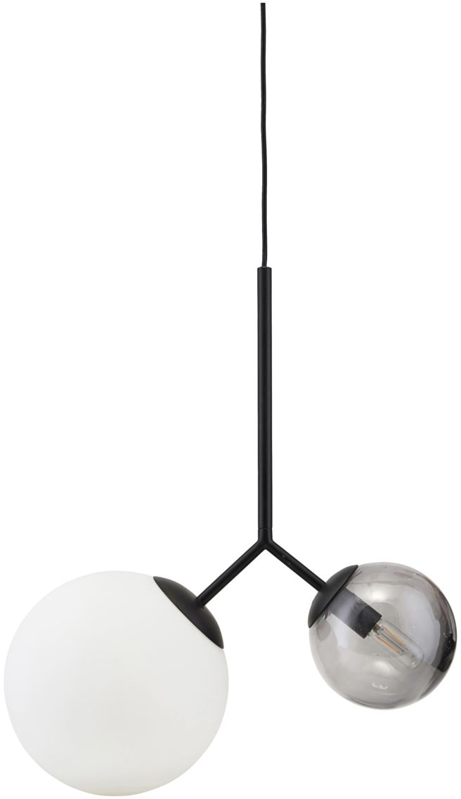 Pendel Lampe House Doctor Twice   Sort Hvidt Glas 70 Cm Ophængslampe