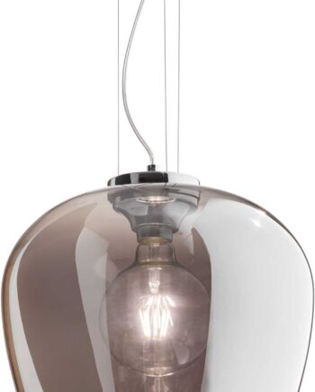 Pendel Lampe Ideal Lux Blossom Hængelampe ø32 Cm Justerbar Højde Røg Krom Glas Indendørs