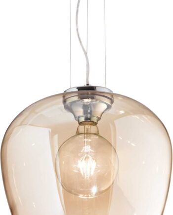 Pendel Lampe Ideal Lux Blossom ø320   H340-2430 Mm Ravfarvet Glas Og Krom