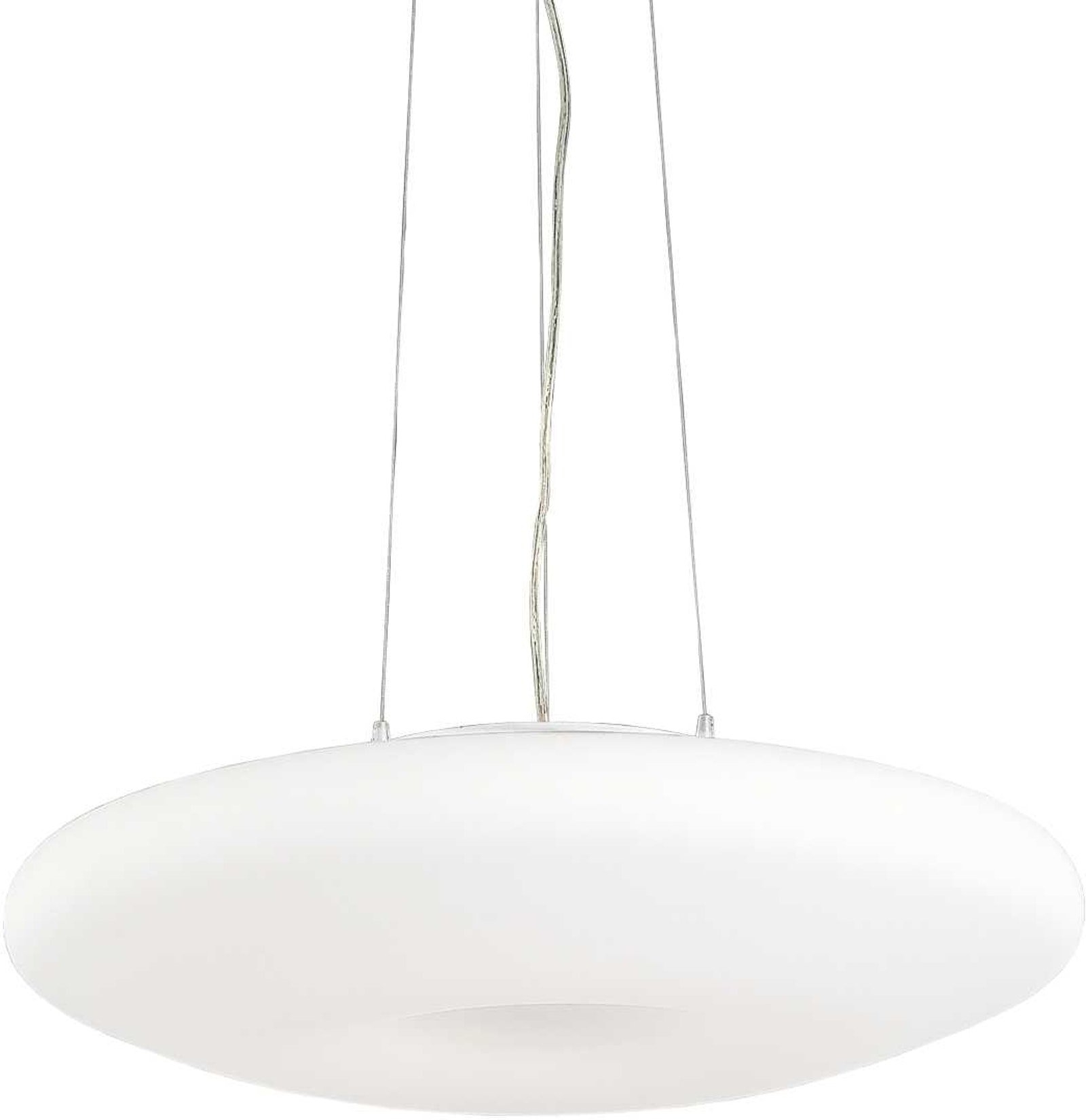 Pendel Lampe Ideal Lux Glory Loftlampe ø400 H260-2350 Mm Glas Hvid Krom 3xe27