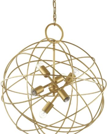 Pendel Lampe Ideal Lux Konse Ophængslampe ø60 Cm Justerbar Højde Satin Mørk Guld