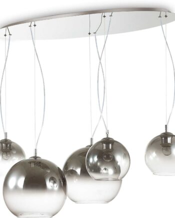Pendel Lampe Ideal Lux Nemo Plus  -armet Krom Hængelampe Med Blæst Glasdiffusorer Og Justerbar Højde
