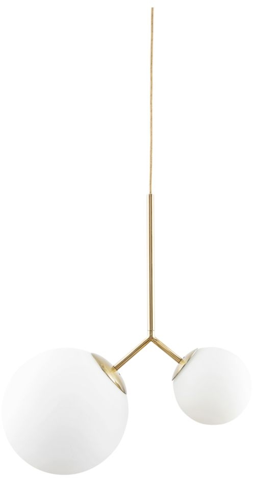 Pendel Loftslampe House Doctor Twis   Hvidt Glas Med Messingdetaljer L70 Cm