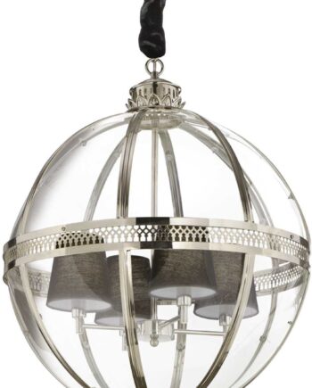 Pendel Loftslampe Ideal Lux World ø610 Mm Højde 1100-1550 Mm Krom Metal Og Glas