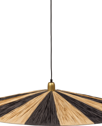 Pendel Loftslampe Woood Collection Loic ø95 Cm Raffia Metal Sort Natur